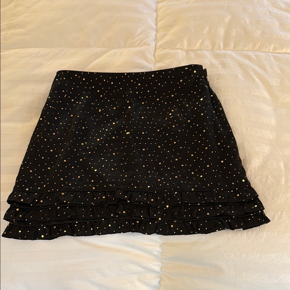 Wild Honey Black Sequin Skater Mini Skirt